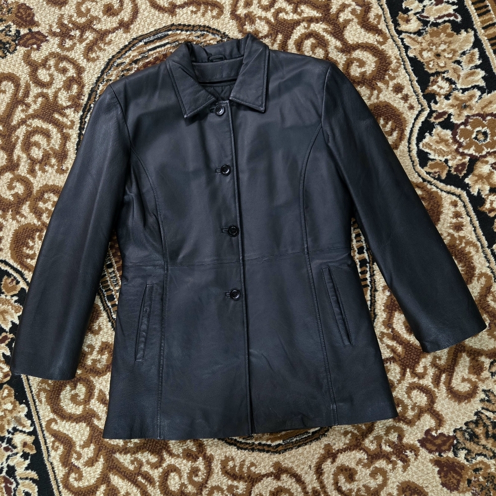 Black Leather Jacket with Detachable Lining Cruze Coat Y2K Retro Style Fall
